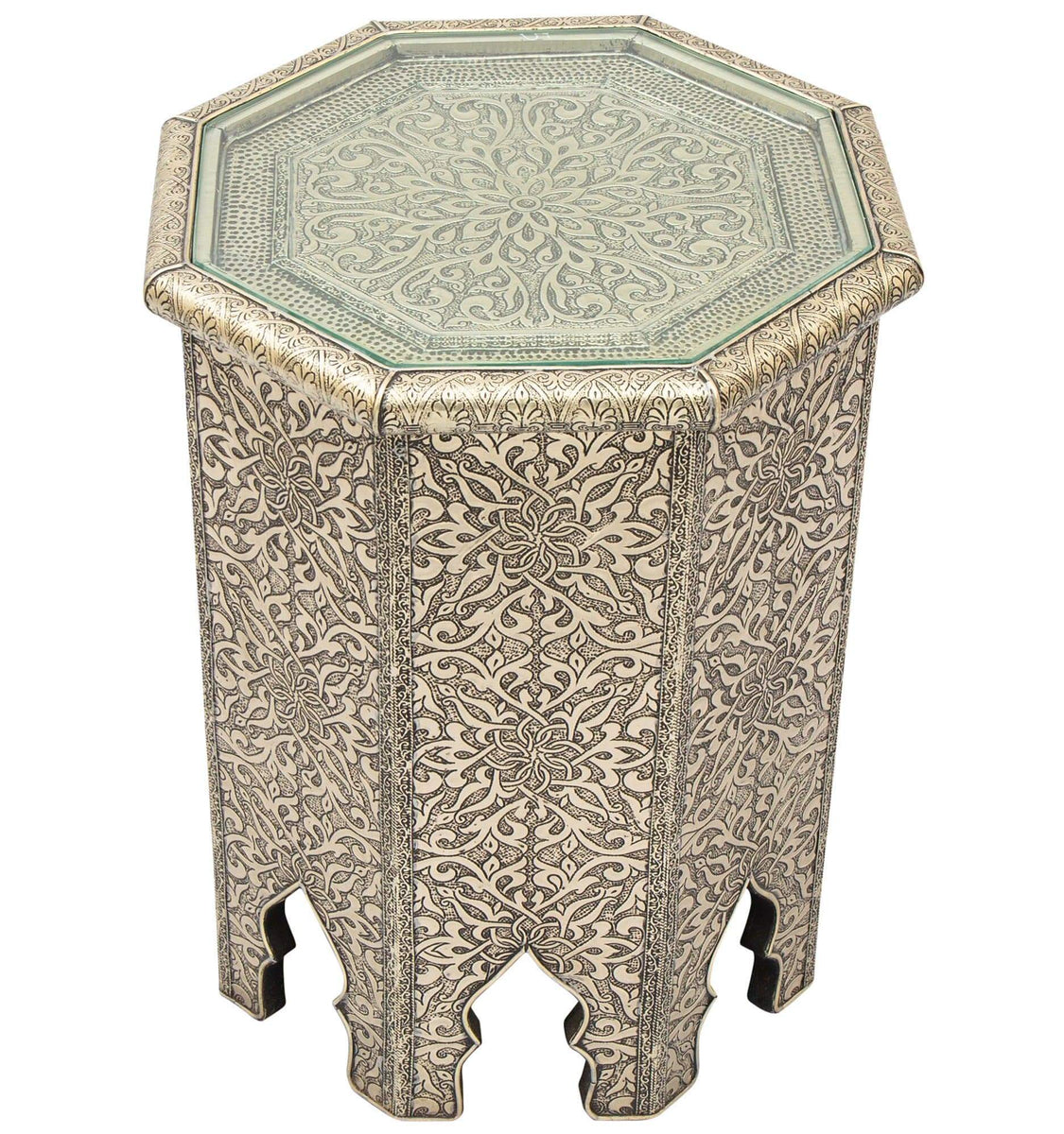 ヴィンテージ　MOROCCAN side table Vintage Moroccan-style Side Table, Intricately Carved Wood