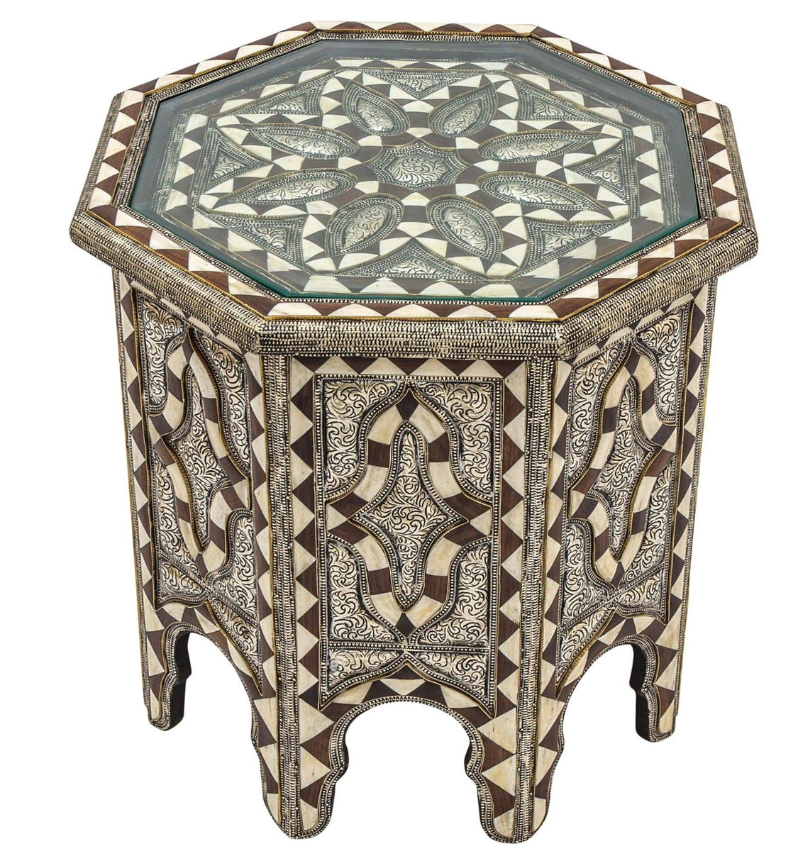 ヴィンテージ　MOROCCAN side table Vintage Moroccan-style Side Table, Intricately Carved Wood