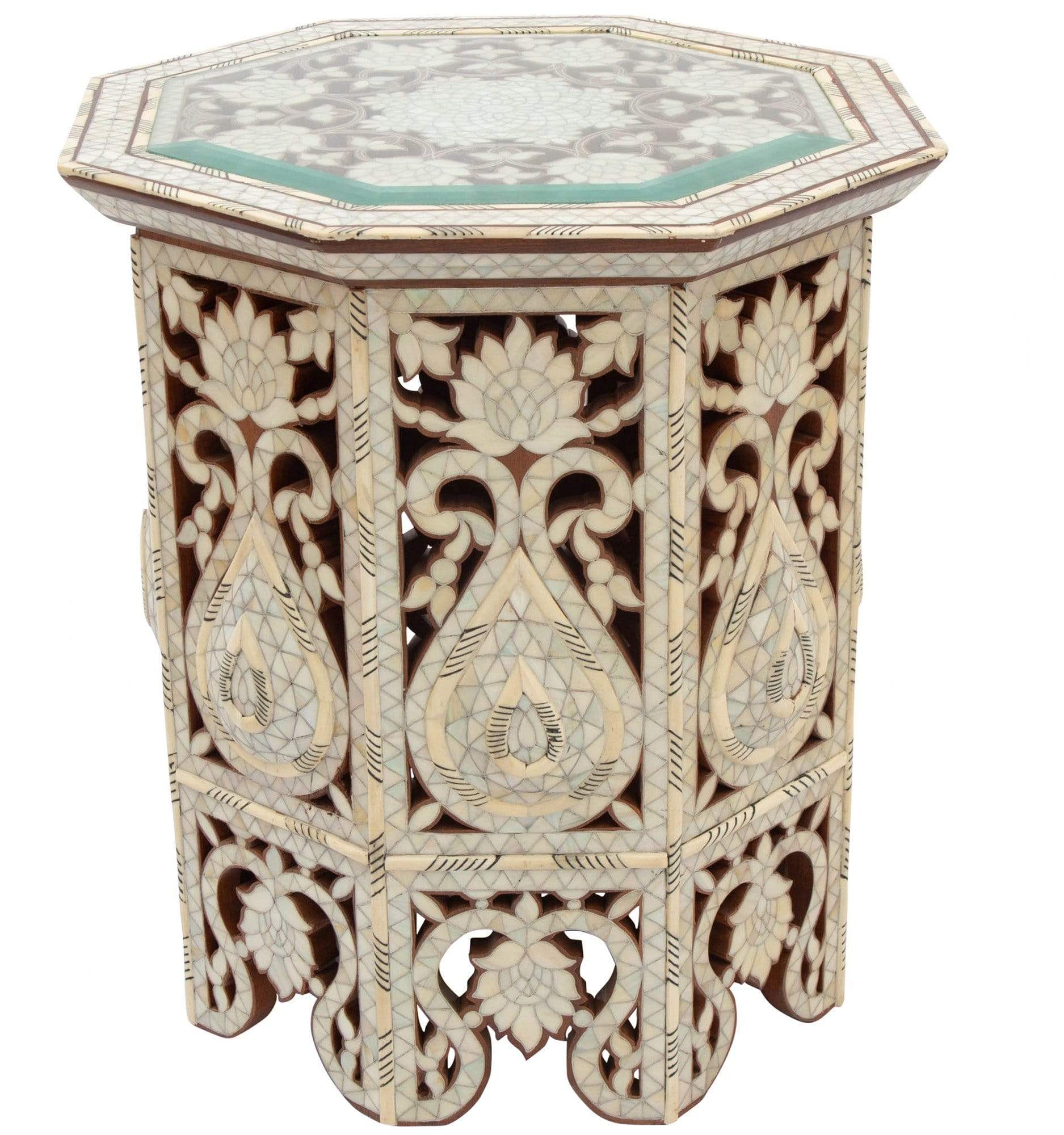 Moroccan side table - inlay mother of pearl and bone ZAHRA