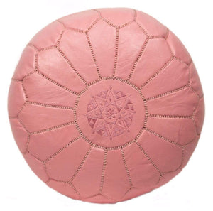 Moroccan Leather Pouf Pink
