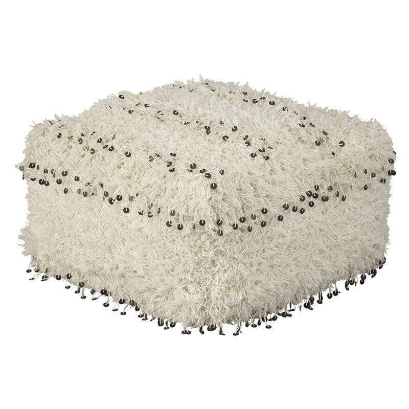 Moroccan Wool Pouf Ottoman with Sequins